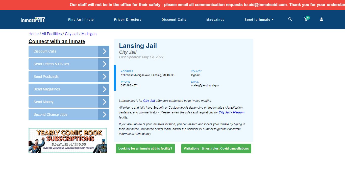 Lansing Jail | Inmate Locator