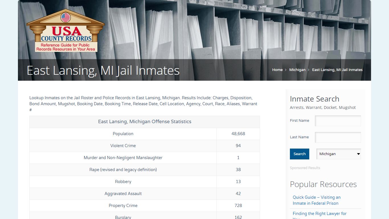 East Lansing, MI Jail Inmates | Name Search